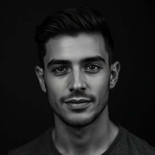 Retrato em preto e branco de Rafael
