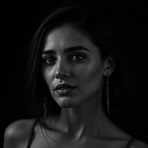 Retrato em preto e branco de Camila